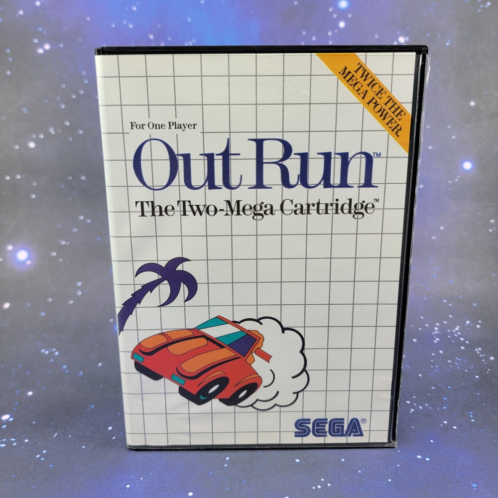 Out Run Sega Master System 1987 Two-Mega Cartridge CIB Complete with Manual